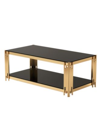 47" Gold Glass Double-Layer Coffee Table