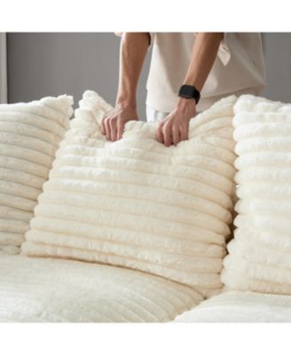 Plush Corduroy 4-Seat Sofa, Modern Comfy Cloud Couch