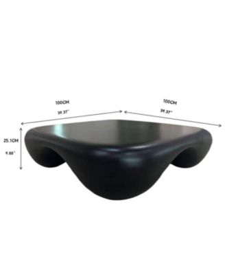 Modern Coffee Table Faux Travertine Textured for Livingroom/Office,black