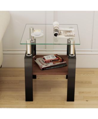 2 Modern Glass Tea/Coffee Tables - Transparent/Black