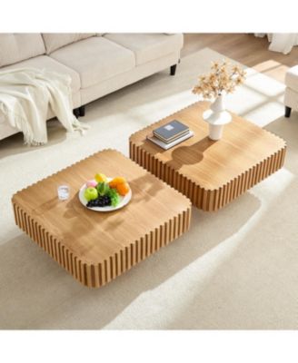 Modern 35" Handcraft Drum Coffee Table - Natural