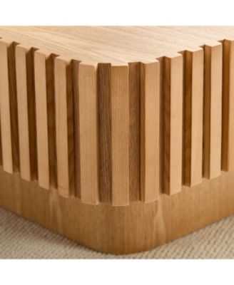 31.5" Modern Drum Coffee Table - Natural Wood