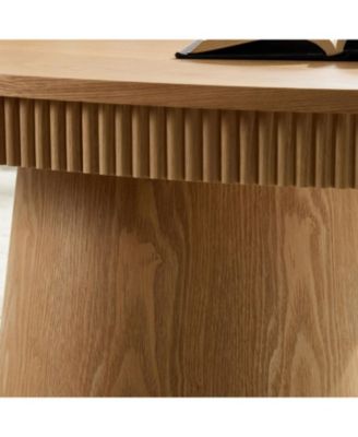 Modern Oval Drum Coffee Table - 47.24 Inch, Natural