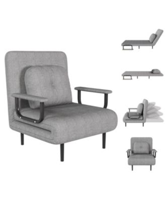 Folding Sofa Bed Chair - 5-Position Adjustable Backrest (Grey