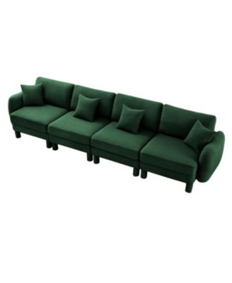 Boucle 4-Seater Sofa with Shell Armrests