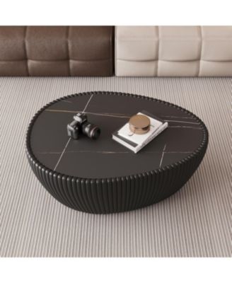 Black Marble Top Leather Coffee Table