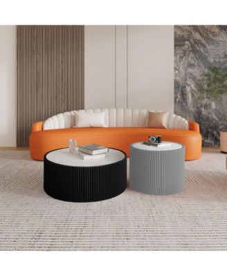 Streamdale Light Marble Top Leather Coffee Table