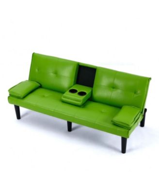 67" PVC Sofa Bed - Foldable with Cup Holder