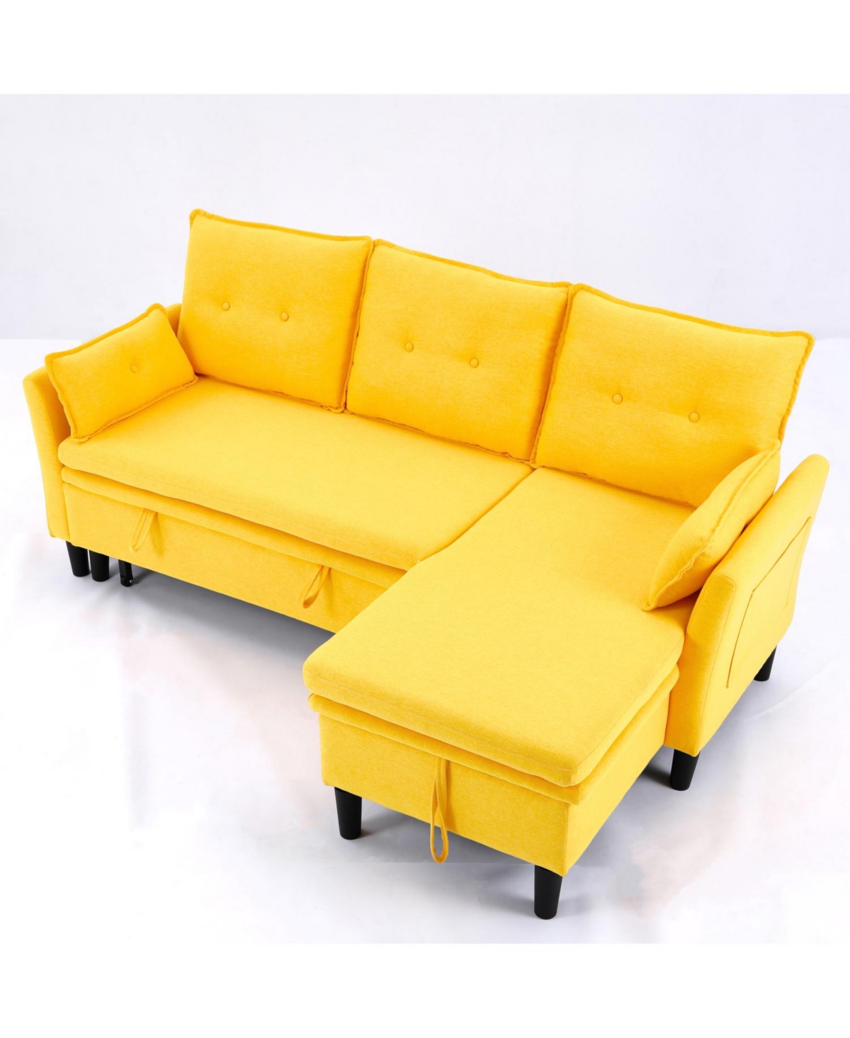 Streamdale Furniture L-Shaped Sectional Sofa w/ Storage - Yellow Cotton-Linen