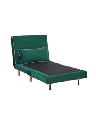 Velvet Foldable Sofa Bed Set - Adjustable Backrest, Green