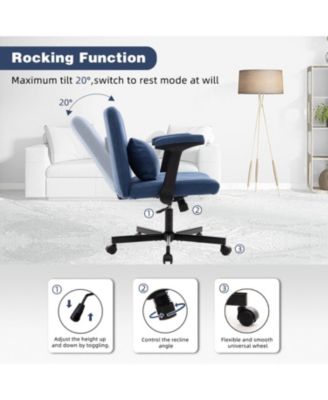Modern Linen Blue Criss Cross Armrest Office Chair - Product Details