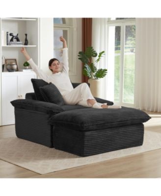 Streamdale Modern Cushioned Sofa with Footrest - Black