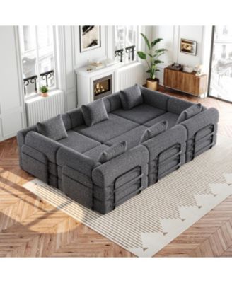 + 6-Seater + Chenille + Convertible with Storage + Sofa Bed