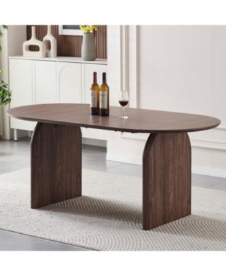Streamdale Modern Oval Wooden Dining Table - Double Column Design