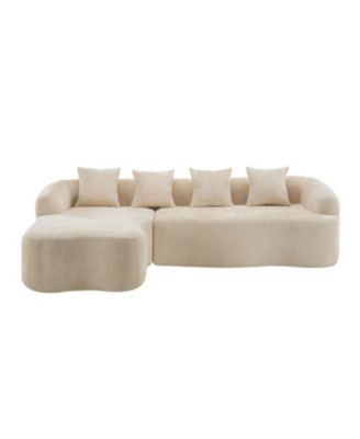 Chenille L-Shape Sectional Sofa with Curved Chaise