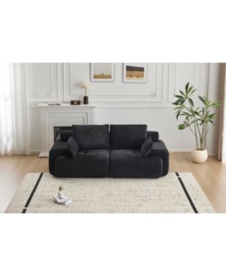 Modern Memory Foam Corduroy Sectional Sofa (Black