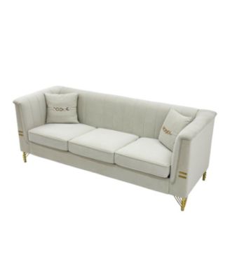 Cream Velvet Tufted Sofa Set - Modern Comfort & Style