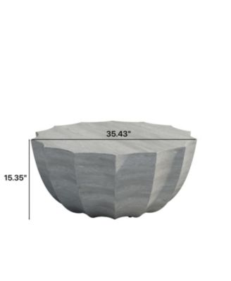 Streamdale 35" Modern Waterproof MgO Cement Coffee Table (Marble White)