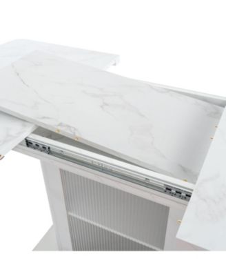  Modern Extendable Marble Dining Table with Storage