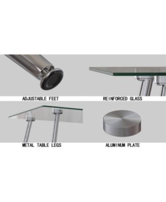Glass Dining Table with Silver Metal Legs