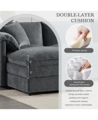 Chenille Modular Sectional Sofa with Ottoman