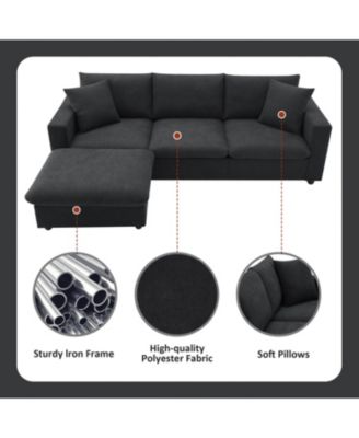  Modern Sectional Sofa, Cloud Couch with Ottoman