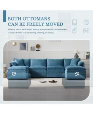 Streamdale 136" Chenille U-Shaped Sectional Sofa with Ottomans