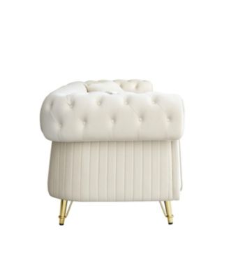 89" Chesterfield Tufted Velvet Sofa, Beige