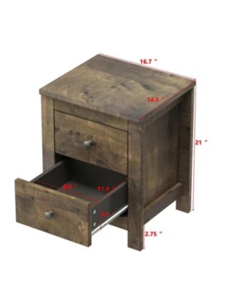 Rustic Nightstand Set of 2 with Storage