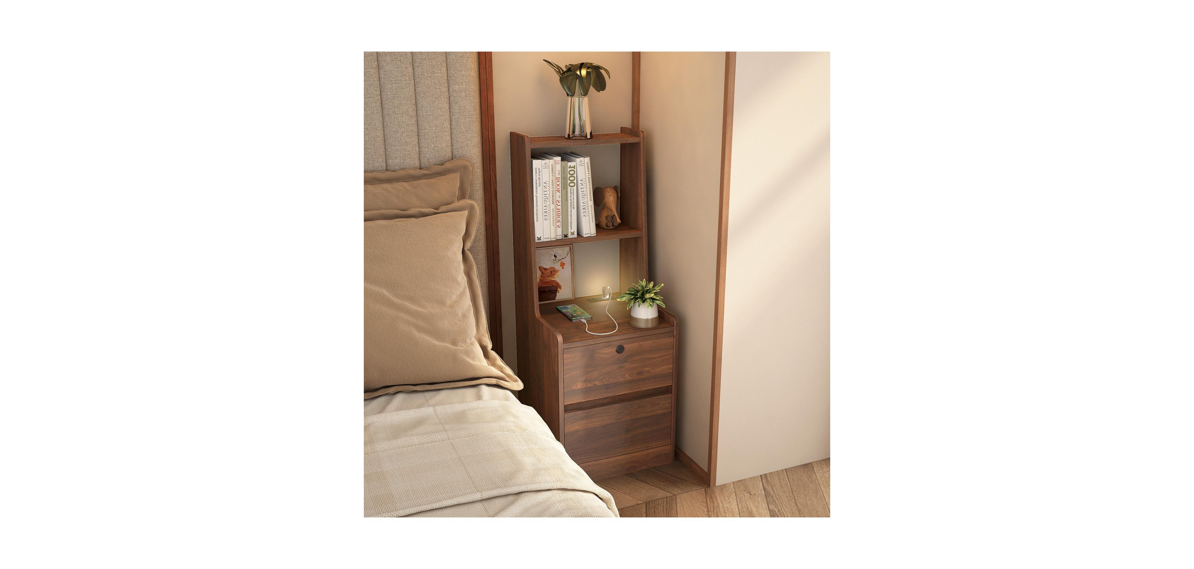 Streamdale Furniture Smart Nightstand with Charging, Lighting, and Storage