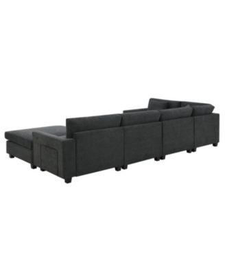 6-Seat U-Shaped Sectional Sofa with Ottoman, Storage, and Charging Ports