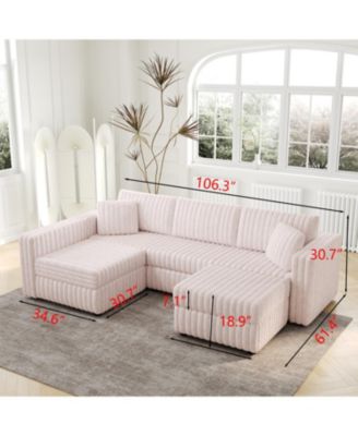 Soft U-Shaped Sofa for 4 with Matching Ottoman.