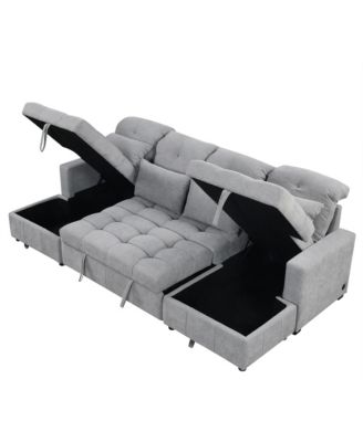 Oversized Sectional Sofa Bed with Storage and USB Ports
