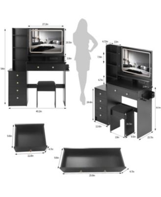 Large Vanity Table with Charging Station and LED Mirror (41