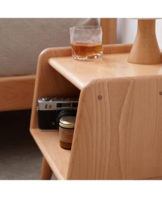 Streamdale European Beechwood Bedside Table Modern, Nordic Storage Cabinet