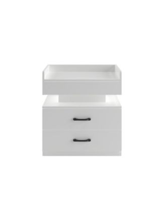 LED Nightstand with 2 Drawers and Storage