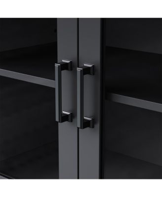 Streamdale Farmhouse TV Stand with Tempered Glass Doors for TVs up to 70