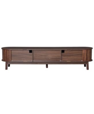 Modern TV Stand for 75" TVs with Rattan Drawer & Cabinets