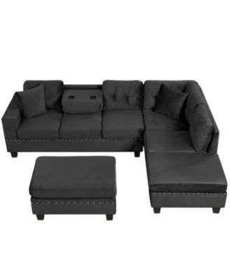 + Sectional Sofa with Storage Ottoman + Fabric (or Leather, if specified) + Storage Feature + Sofa Set