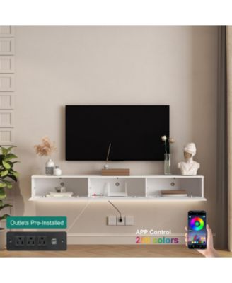 Floating TV Stand Wall Mounted LED 69" Modern Entertainment Center