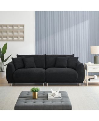 Black Teddy Fleece Sofa with 4 Pillows