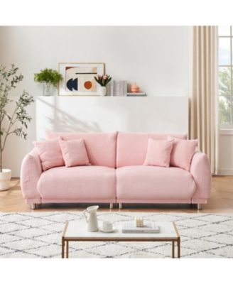 Pink Teddy Fleece Sofa with Pillows