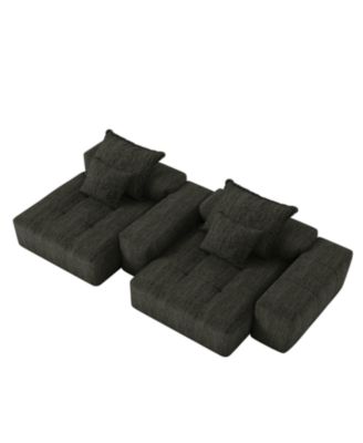 Modern Oversized Modular Sectional Sofa Chenille Fabric Black