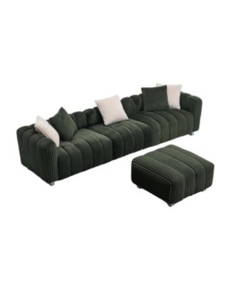 114" Corduroy Sofa with Ottoman