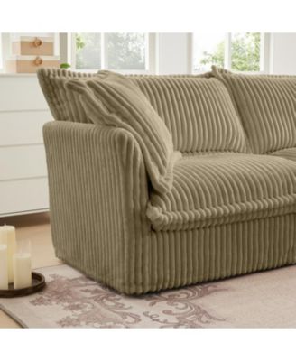 Slipcovered Sectional Sofa with Ottoman - Camel Corduroy