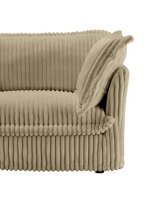 L-Shaped Slipcovered Sectional Sofa Camel Corduroy