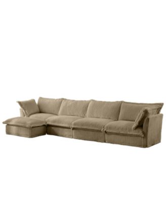 Slipcovered L-Shape Sectional Camel Corduroy