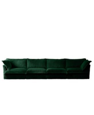 Green Corduroy Slipcovered 4-Seater Sofa