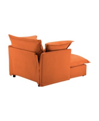 Upholstered Armchair & Ottoman Set (Orange)