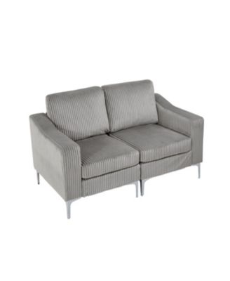 Modular Sectional Two-Seater Sofa Corduroy Sectional Couch Gray